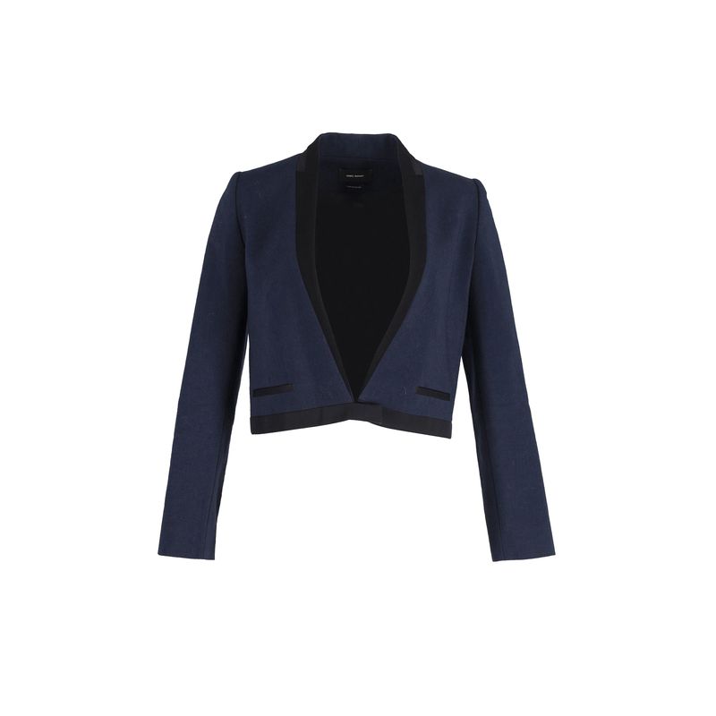 Isabel Marant Jamet Cropped Blazer In Blue Wool
